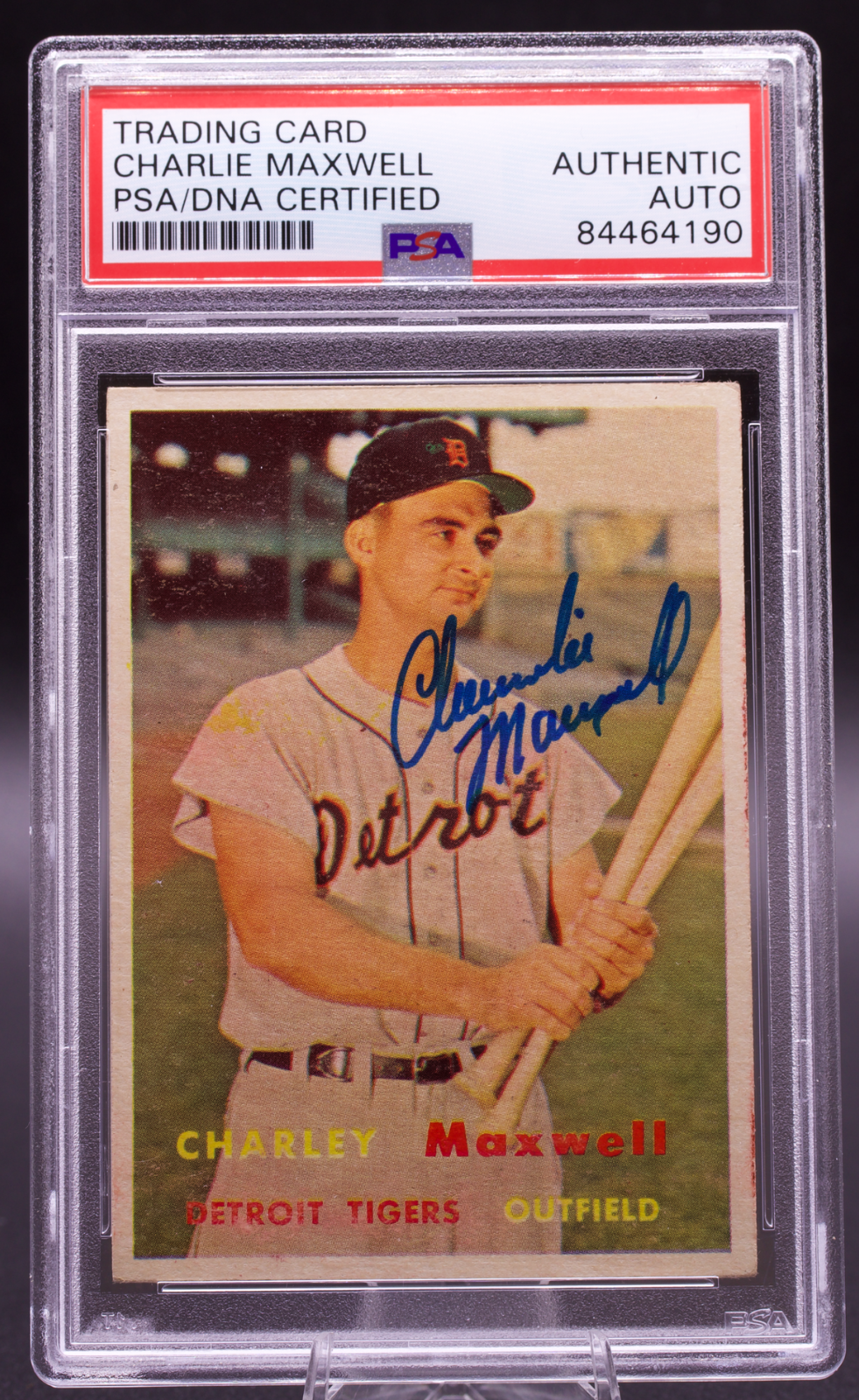 1957 Topps Charlie Maxwell #205 PSA Authentic Auto Signed Detroit Tigers Vintage