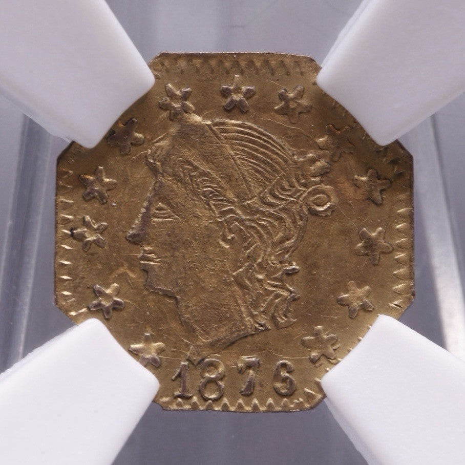 1876 Octagonal Gold Quarter Dollar BG-780 NGC MS64 Octagonal Liberty Cali Gold