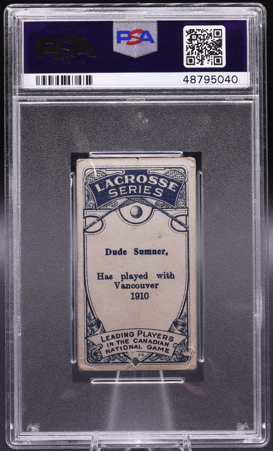 1910 C59 Imperial Tobacco Dude Sumner #99 PSA 1 Lacrosse