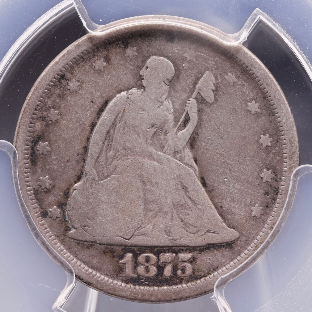 1875-S Twenty Cent Piece PCGS Genuine • Cleaned Fine Details Short-Lived Series