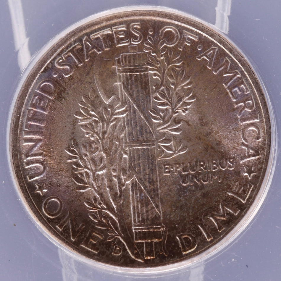 1945-D Mercury Dime ANACS MS 67 FSB • Final Year of Issue • Full Split Bands Gem