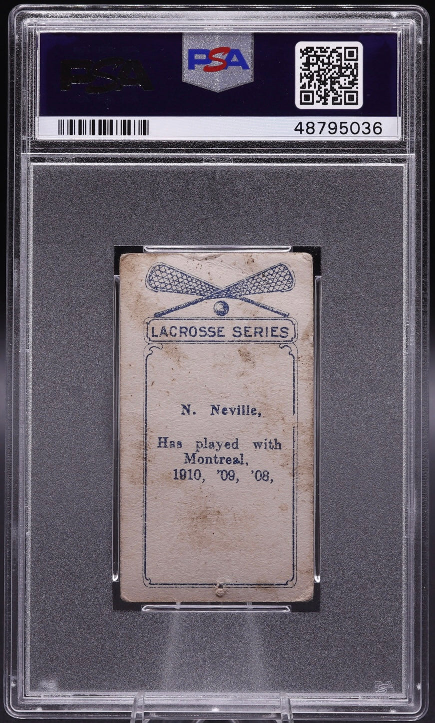 1910 C60 Imperial Tobacco N. Neville Lacrosse PSA 1 RARE Vintage Card