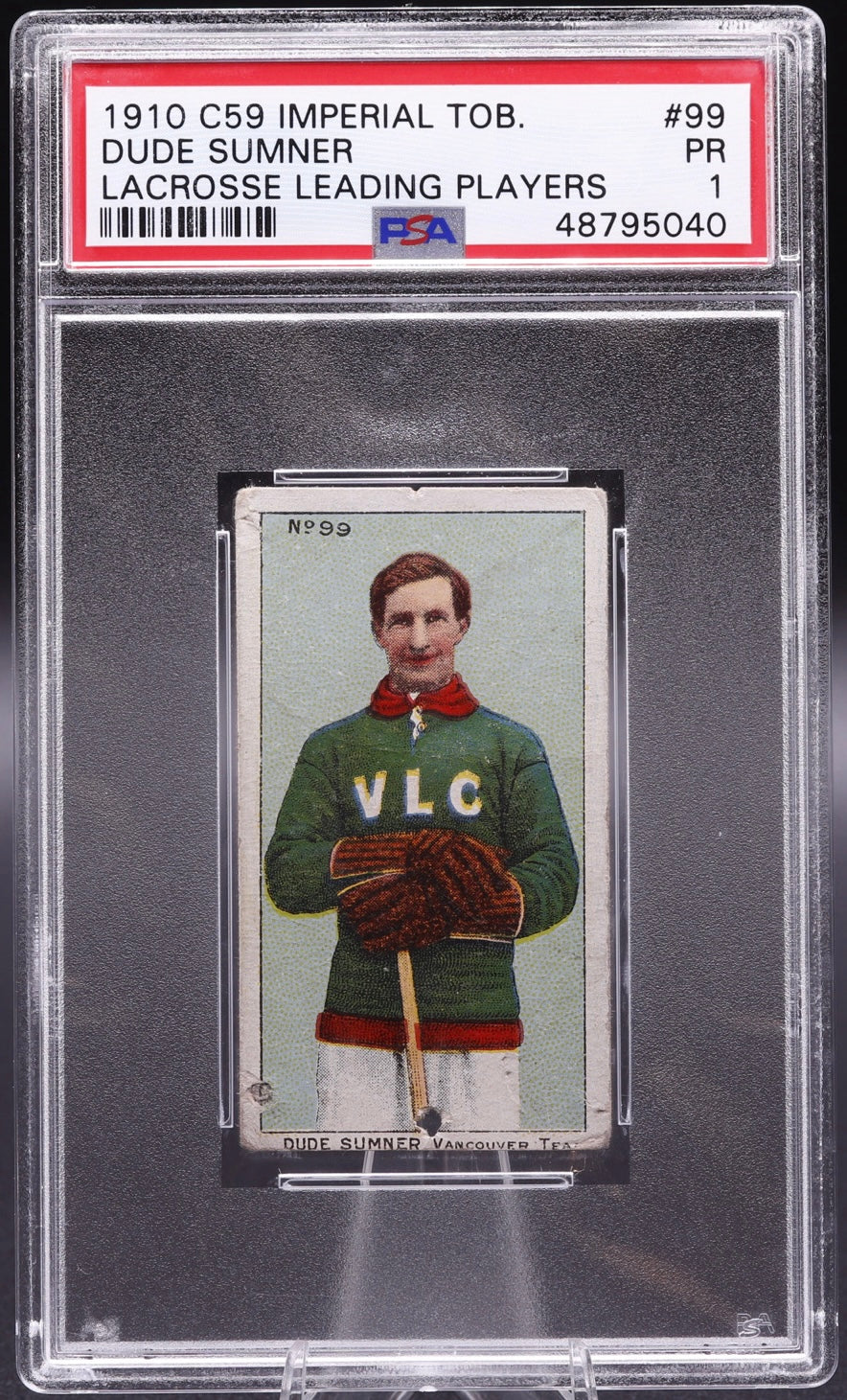 1910 C59 Imperial Tobacco Dude Sumner #99 PSA 1 Lacrosse