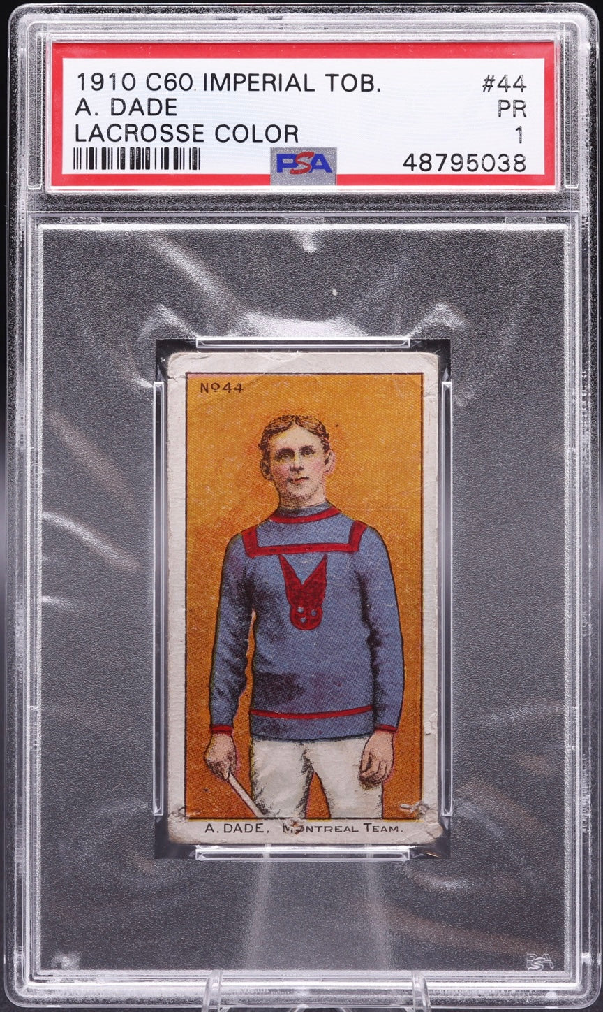 1910 C60 Imperial Tobacco Albert Dade Lacrosse PSA 1 RARE Vintage Card