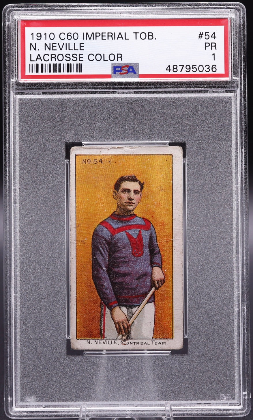 1910 C60 Imperial Tobacco N. Neville Lacrosse PSA 1 RARE Vintage Card