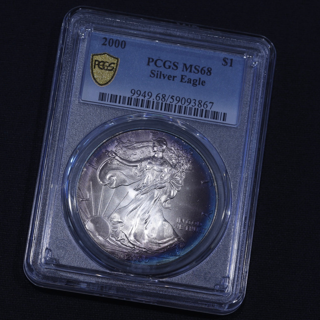 2000 Silver Eagle PCGS MS68 • Vibrant Toning • Collector-Grade Eye Appeal