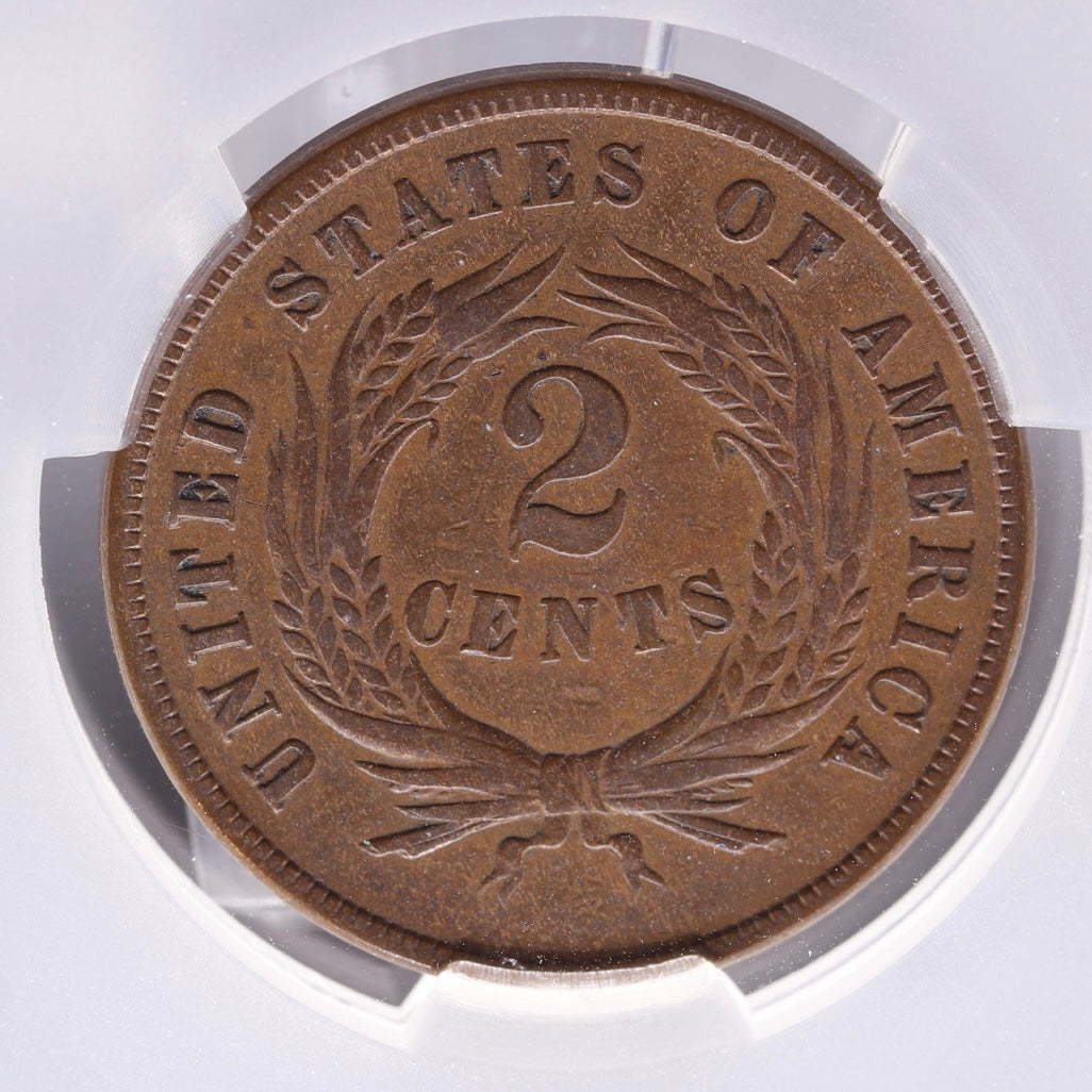 1871 2C Two-Cent Piece CAC VF30 Key Date Low Mintage Copper Coin