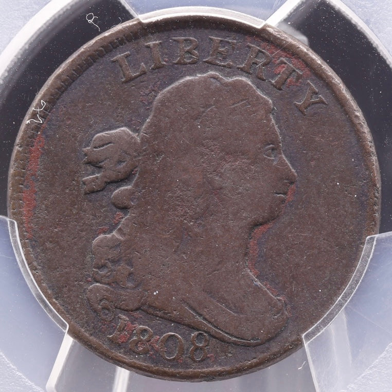 1808 Draped Bust Half Cent PCGS VG Details – Env. Damage – Rotated Dies C-3