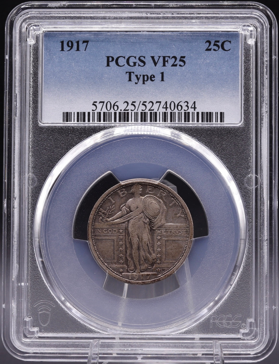 1917 Standing Liberty Quarter PCGS VF25 • Type 1 Philadelphia First-Year Issue