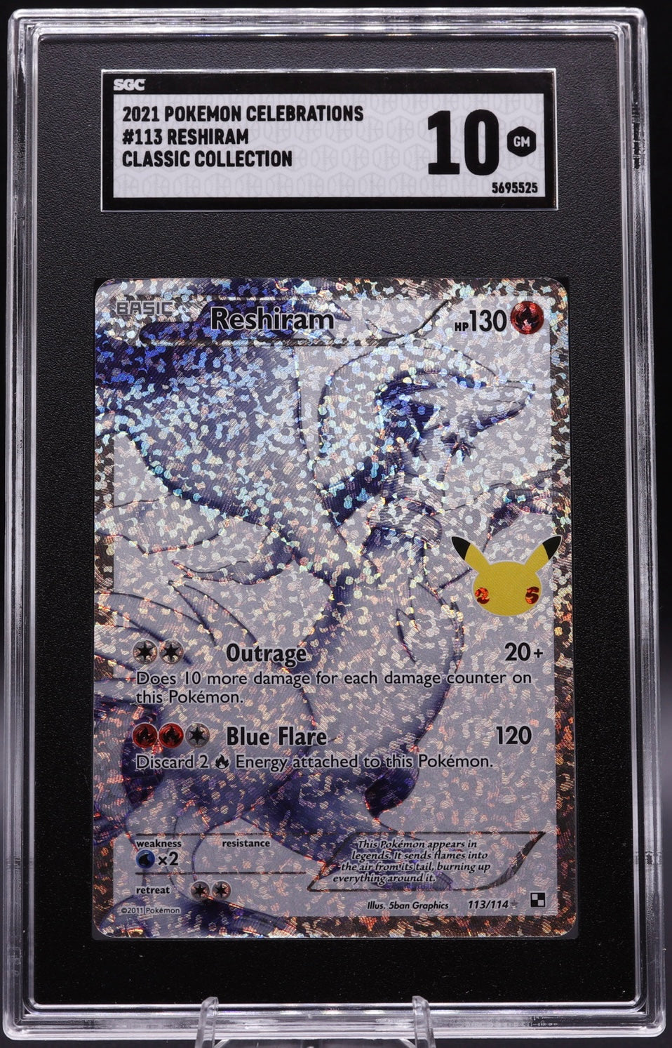 2021 Pokemon Celebrations Reshiram Classic Collection GEM 10 Full Art 113/114