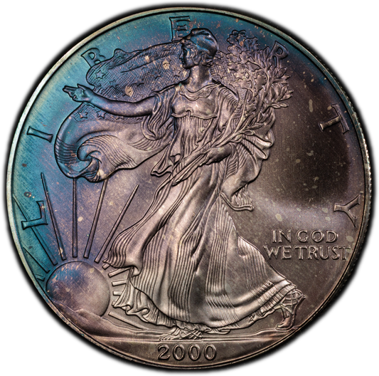 2000 Silver Eagle PCGS MS68 • Vibrant Toning • Collector-Grade Eye Appeal