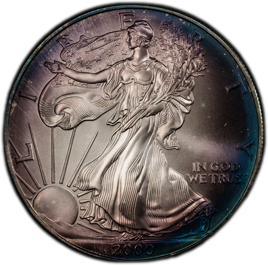 2000 Silver Eagle PCGS MS68 • Vibrant Toning • Collector-Grade Eye Appeal