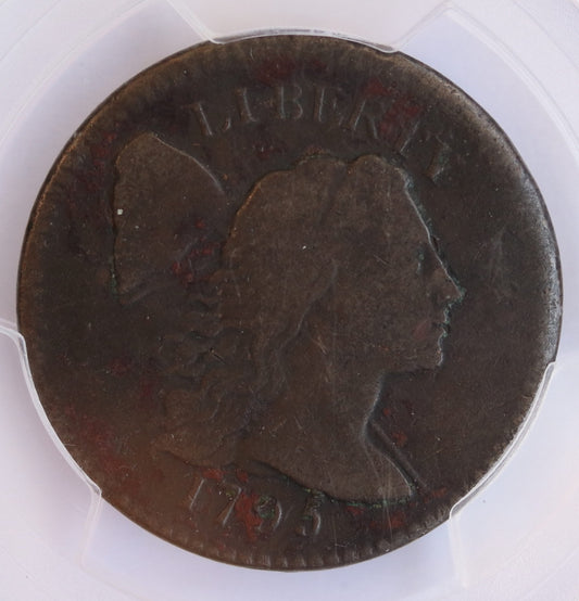 1795 Large Cent PCGS F Detail Environmental Dmg Flowing Hair Liberty Cap