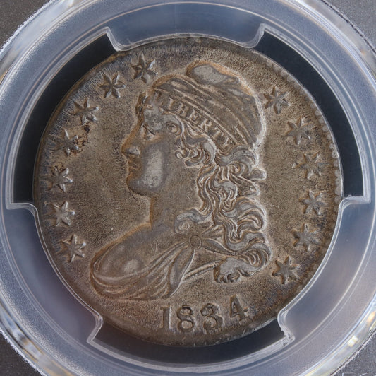 1834 Capped Bust Half Dollar 50C  O-102 PCGS AU53 Large Letters & Date
