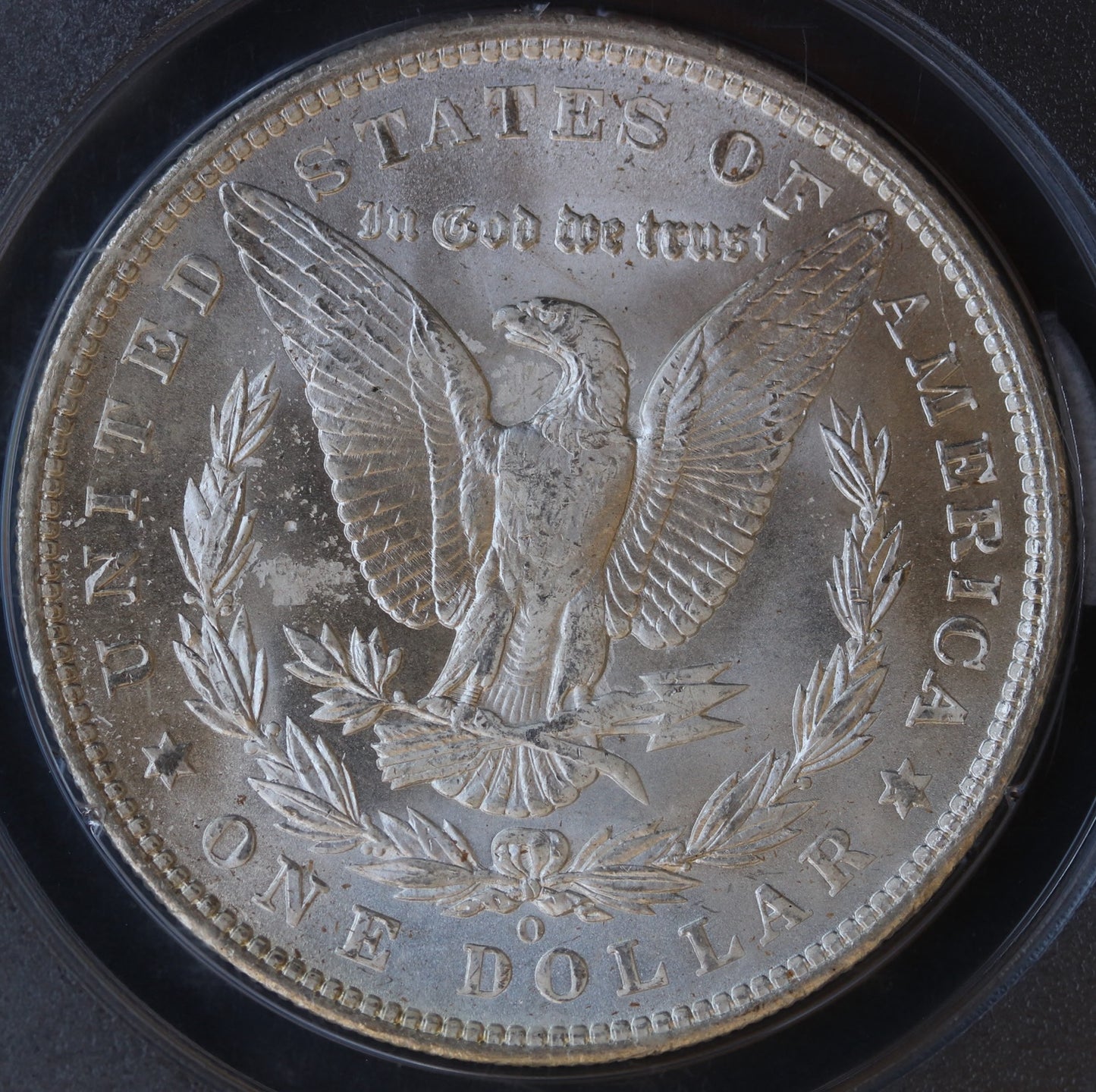 1904-O Morgan Silver Dollar – PCGS Certified MS62 – *Vintage Rattler Holder*