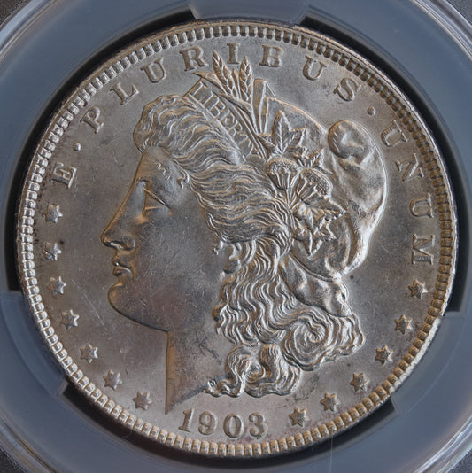 1903 $1  Morgan Silver Dollar Cleaned CACG. Unc Details  CAC APPROVED !