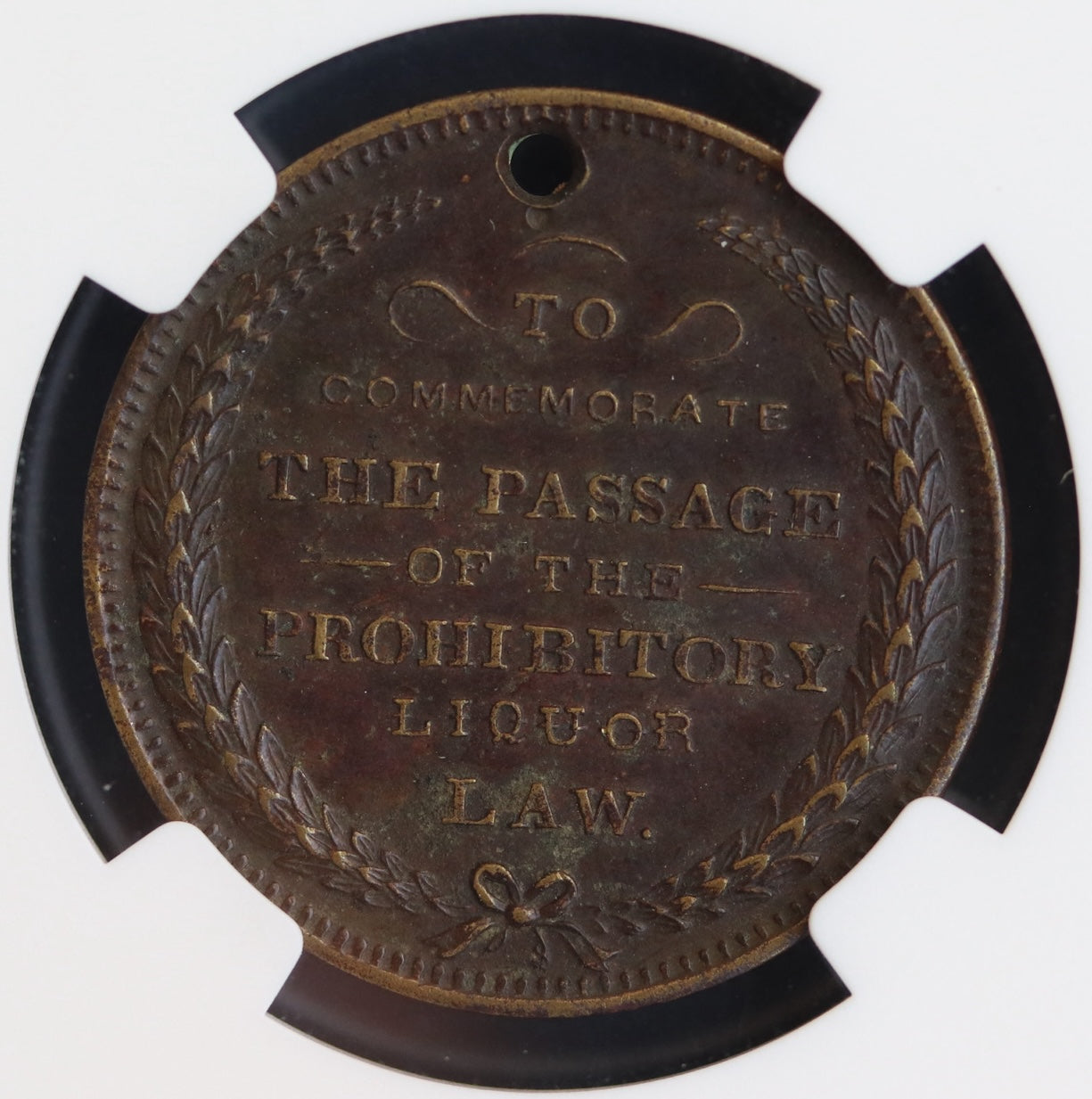 1855 New York Prohibition Token NGC AU53 – Rare Pre-Civil War Brass Exonumia