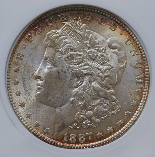 1887 Morgan Silver Dollar – ANACS MS62 – High-Grade 90% Silver - Soapbox Holder