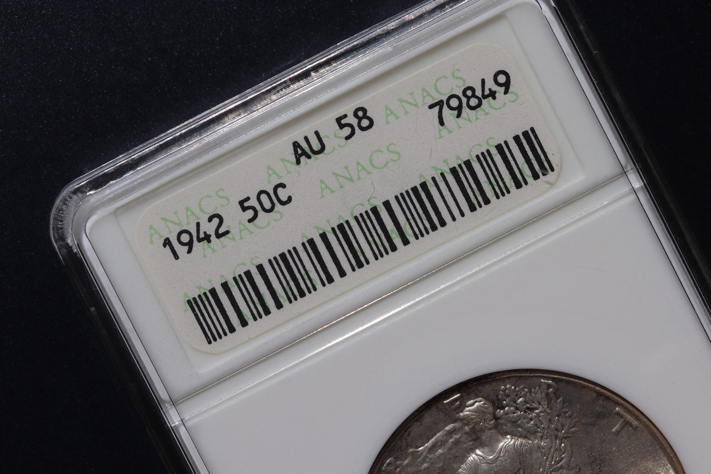 1942 Walking Liberty Half Dollar – ANACS Certified AU58 – Lustrous Pre-War