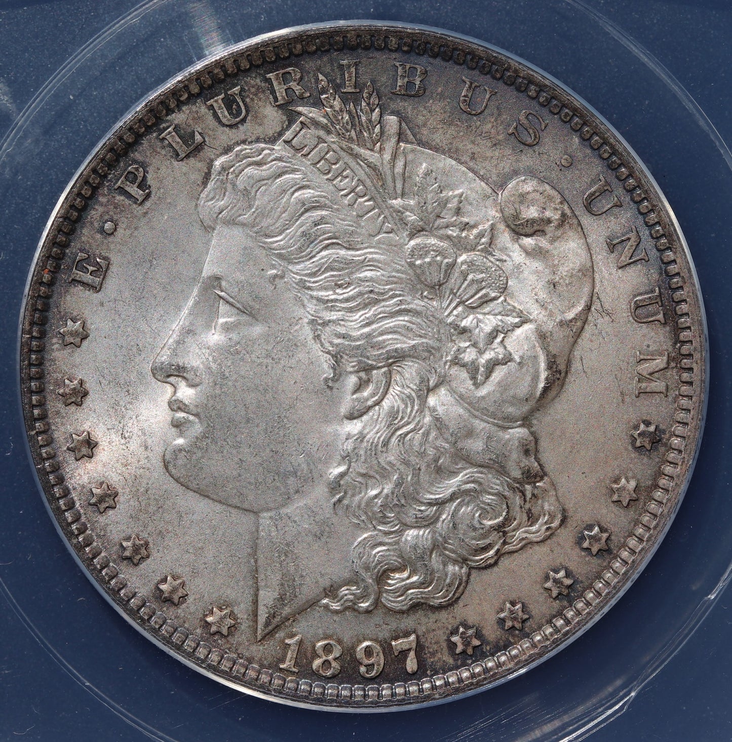1897 Morgan Silver Dollar ANACS MS63, Beautifully Toned 90% Silver Coin