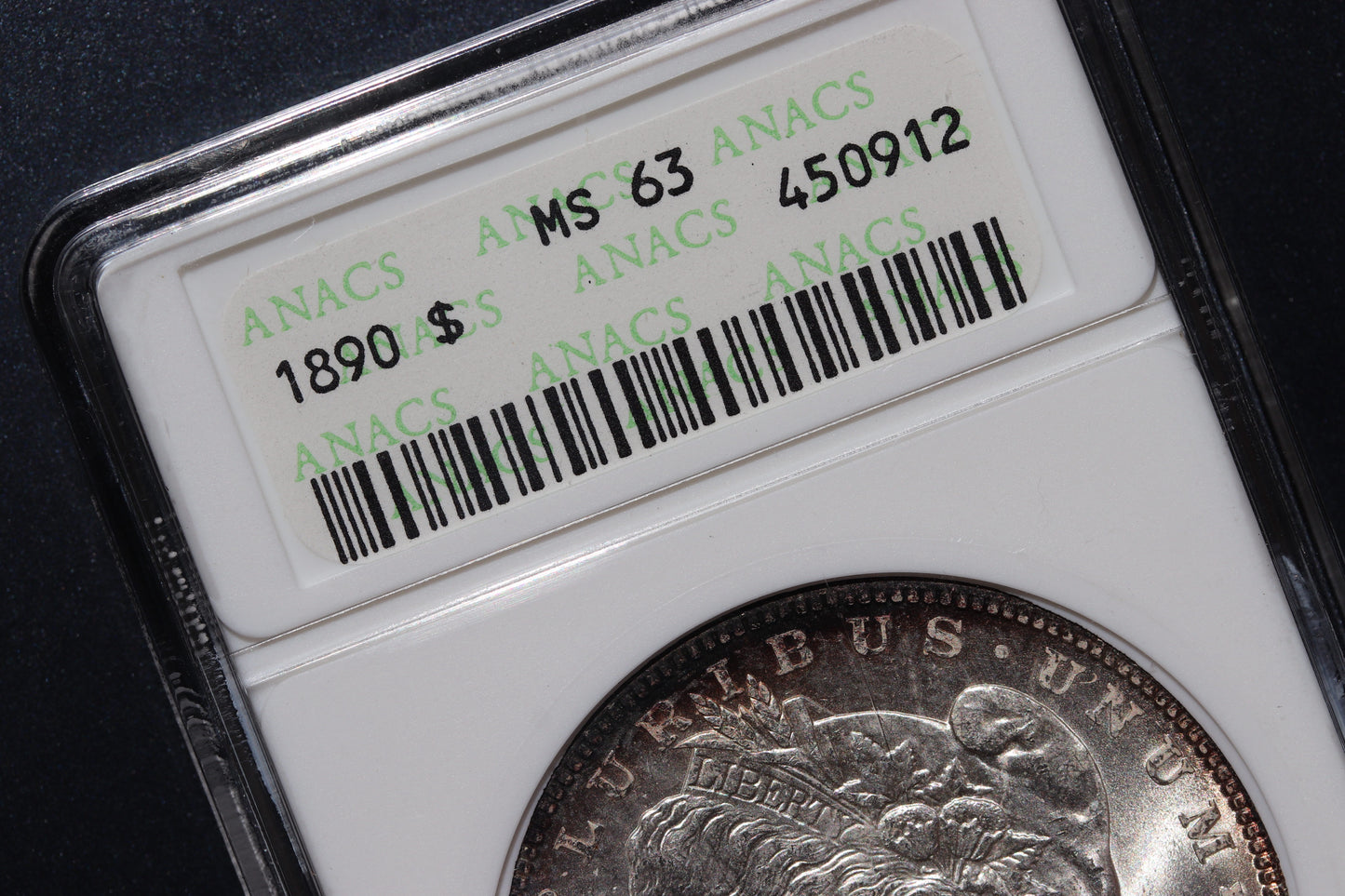 1890 Morgan Silver Dollar – ANACS Certified MS63 – Uncirculated *Toner*