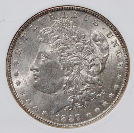 1887 Morgan Silver Dollar MS62 – MINT ERROR - Reverse Struck Thru – ANACS