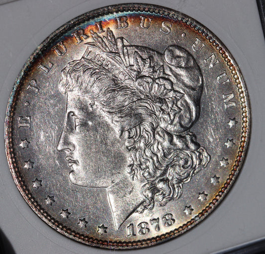 1878 Morgan Dollar AU53 ANACS VAM-171 TOP 100 – Vibrant Toning Soapbox Holder