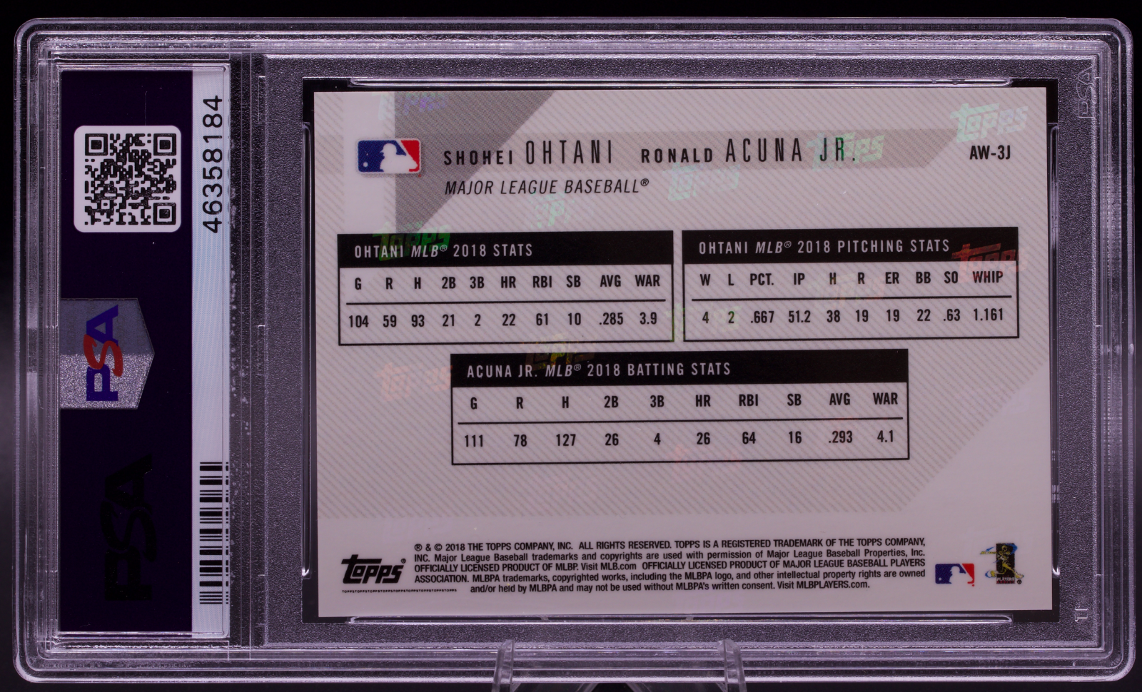 2018 Topps Now Shohei Ohtani Ronald Acuna Jr Rookie RC AW-3J PSA 10 GEM MINT