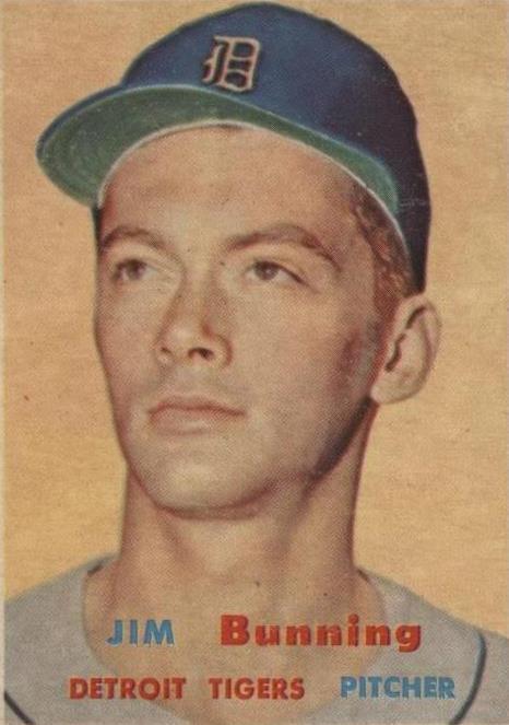 1957 Topps Jim Bunning #338 PSA Authentic Auto Signed Detroit Tigers HOF RC