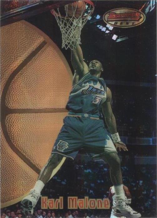 1997 Bowman's Best Karl Malone Preview Atomic Refractor #BBP5 PSA 7 NM Jazz HOF