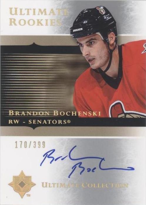 2005-06 UD Ultimate Collection Brandon Bochenski Rookie Auto /399 Ottawa Senator