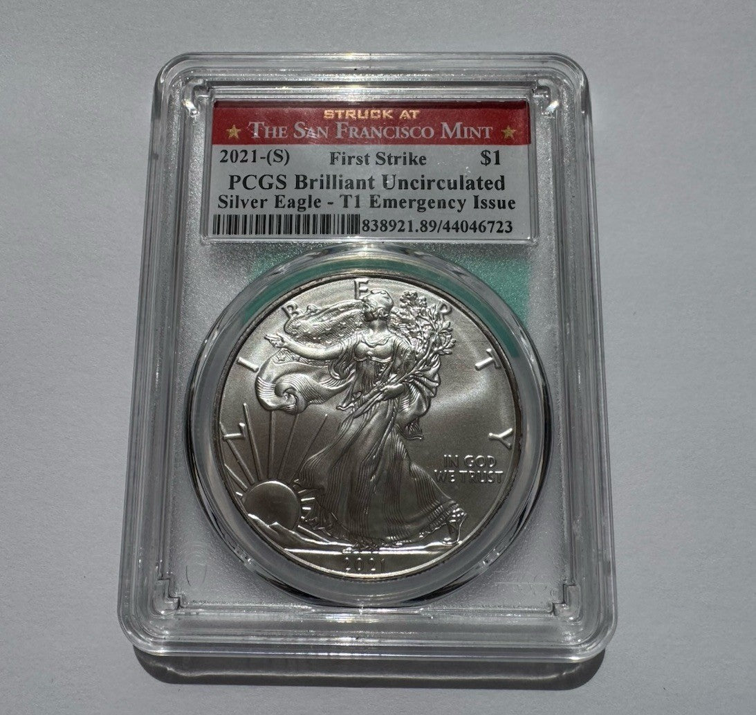2021 (S) First Strike Silver Eagle T1 Emergency Issue PCGS *BU* San Francisco
