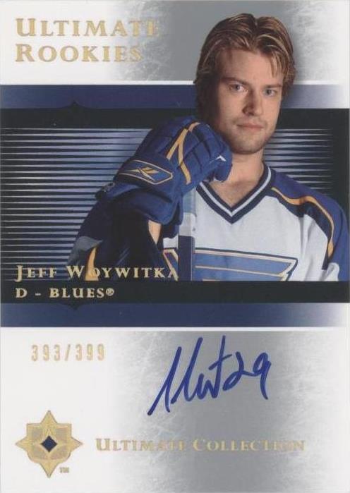 2005-06 UD Ultimate Collection Jeff Woywitka Rookie Auto /399 St Louis Blues RC