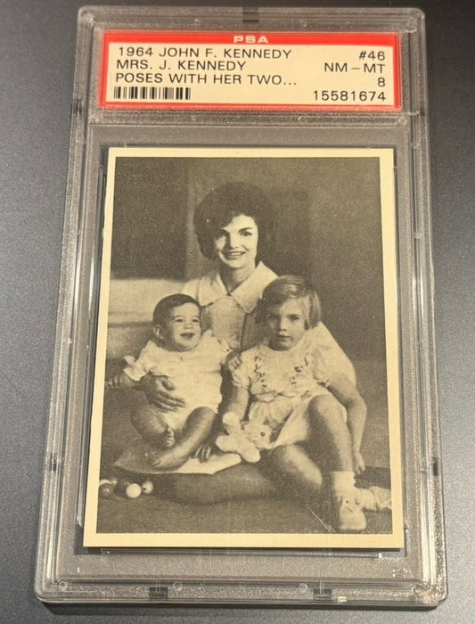 1964 JFK Card #46 Mrs. Kennedy w/ Children • PSA 8 NM-MT • Historic Family Photo